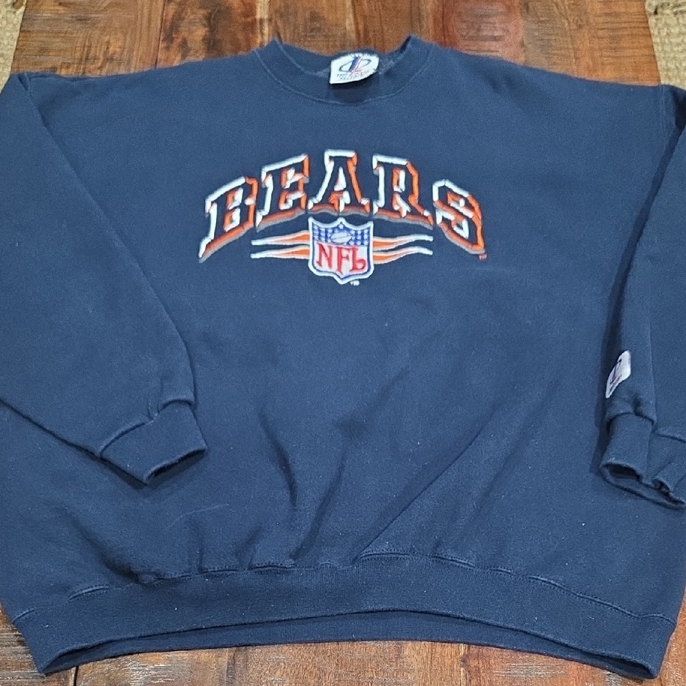 Vintage NFL Chicago Bears Dark Blue Crewneck Embroidered Sweatshirt Size XL